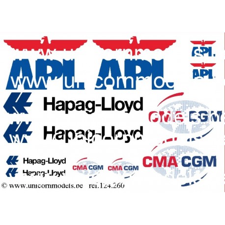 container logo APL, Hapag Lloyd, CMA CGM