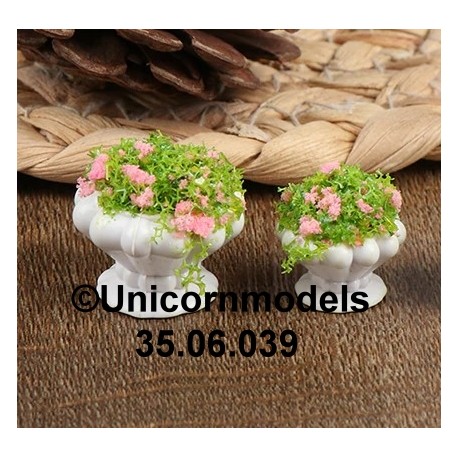 bloempot rond met bloemen set 1