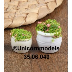 bloempot rond met bloemen set 2