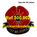 Lest we forget large poppy red/black pin