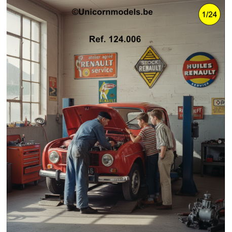 Geëmailleerde publiciteitspanelen garages 50's set 2