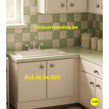 Sink in cabinet with 2 doors 