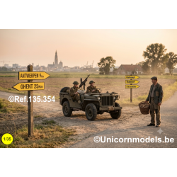 Geschilderde wegwijzers België & Nederland op decal