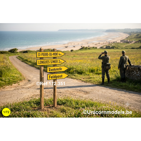 WW II Painted roadsigns Normandy on decal
