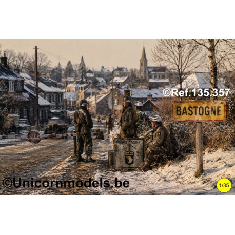 Geschilderde stadsaanduidingen Bastogne & Ardennen