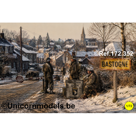 WW II Painted roadsigns Bastogne & Ardennes on decal